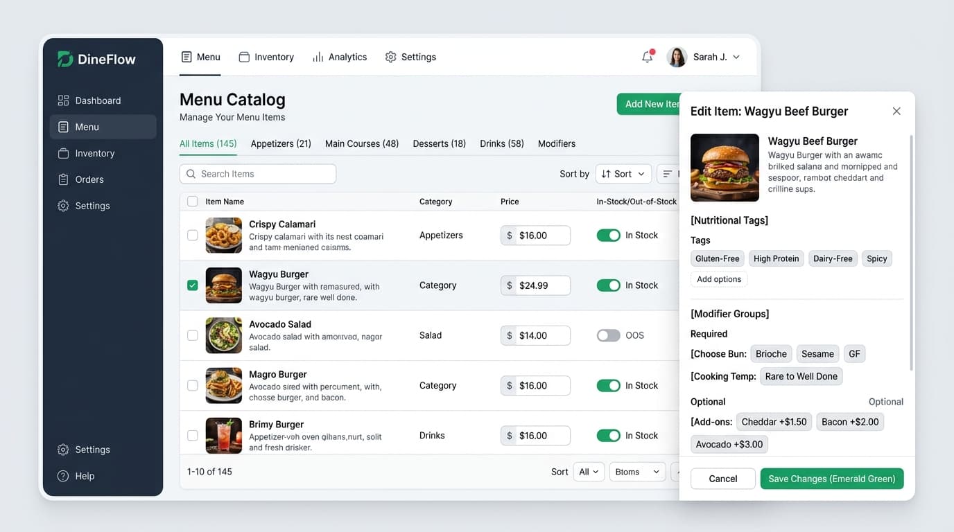 AI Menu Scanner Interface Mockup
